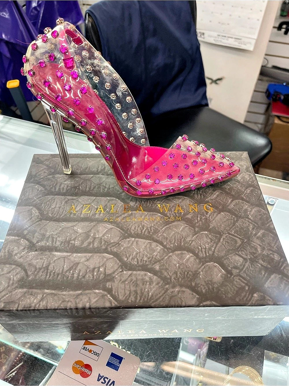 Azzaléa Wang Embellished Pointed-Toe Heels in Pink